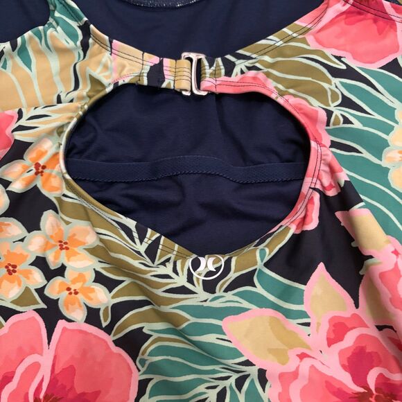 Hurley Floral One Piece Swimsuit‎ Back Cutout UPF 50+ Tropical Size Medium - Picture 5 of 7